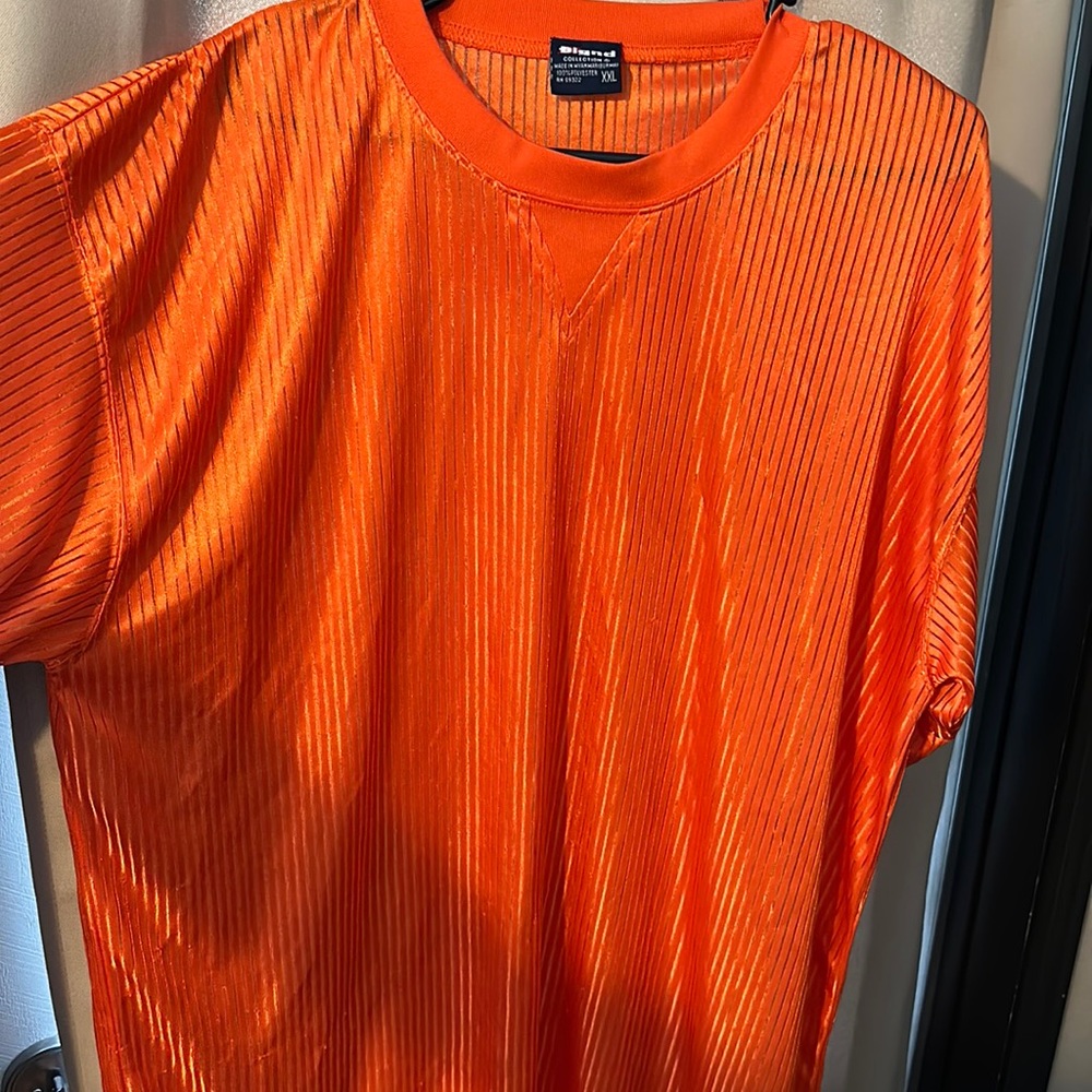 Bignd- VINTAGE, Orange, Striped, Polyester, short sleeve shirt (size XXL)